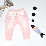 Baby girls pants Baby Leggings White Chiffon big bow Newborn pants 0-2 years Spring Autumn Baby clothing Gray & Pink Trousers