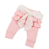 Baby girls pants Newborn pants White Chiffon big bow Baby Leggings 0-2 years Spring Autumn Trousers Baby clothing Gray & Pink