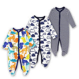 Baby rompers Newborn Baby Girls Boys Clothes 100% Cotton Long Sleeves Baby Pajamas Cartoon Printed 3pieces/lot Baby's Sets