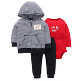Bebek Top Cotton Full  Official Store 2018 Hot Boys' Casual Striped Hooded Jacket, Trousers, Kazakhstan, 3 Piece Sets.
