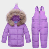 2018 baby girls clothing sets winter down parkas infant bebe girls clothes suits toddler hooded coat+overalls thermal
