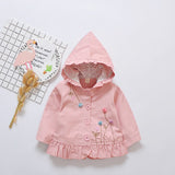 Baby Girls Hoodies Autumn Kids Girls Trench Fashion Sweatshirts Toddler Hooded Flowers Outfit Infant Cotton Clothing