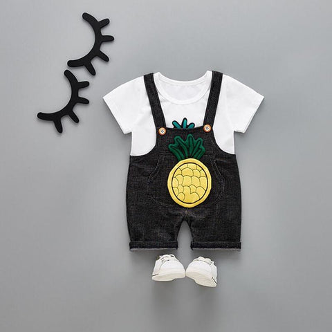 Summer 2pcs Newborn Baby girls/Boys clothing set Infant Tops +overalls Outfits Sets toddler jumpsuits sets
