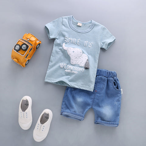 Summer Baby Boy Clothes Sets Newborn Baby Cotton T-shirt Tops +Shorts 2PCS Outfit Tracksuit Toddler Kids Clothing Set