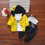 baby boys clothing set autumn toddler kids hoodies 3pcs outfits fashion style letter coat+t-shirt+pants  born clothes
