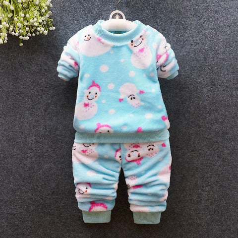 born Winter Baby Girls Clothing Sets infants baby Velvet Warm Clothes Sets Toodler Girls boys pajamas sets