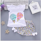 summer baby girls clothing sets cartoon 2pcs t-shirt +floral shorts girls clothes sets Infant clothes kids tracksuit