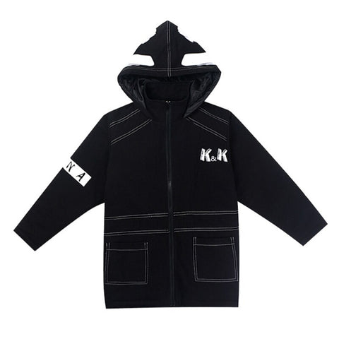 Black Jacket 12 Children's Clothing 13 Boys 14 Winter Clothing 15 Jacket Thick Cotton Thickening 10 Years Old Children