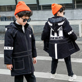 Black Jacket 12 Children's Clothing 13 Boys 14 Winter Clothing 15 Jacket Thick Cotton Thickening 10 Years Old Children