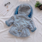 Boutique   Winter Baby Girl Denim Jacket Plus Velvet Real Fur Warm Toddler Girl Outerwear Coat 4 Years Kids Infant Girl Parka