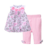 Boutique Kids Girls Clothes Dress Suit Flower O-neck Chiffon Dress & Pant Sets Summer Children Girl Blouses Baby Clothing Set