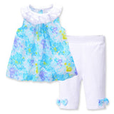 Boutique Kids Girls Clothing Sets Floral Chiffon Blouse + Capri Pants 2 PCS Top Suit Short Sleeve Summer Baby Girl Clothes