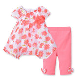 Boutique Kids Girls Clothing Sets Floral Chiffon Blouse + Capri Pants 2 PCS Top Suit Short Sleeve Summer Baby Girl Clothes