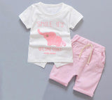 Boy Clothes Baby Elephant Printed Short Sleeve T-shirt Shorts Suit Baby Pure Cotton 2 Pieces Childrens Suit Boys Clothes Set