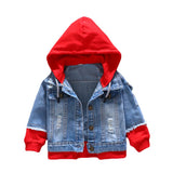 Boy girl Denim Jackets kids jeans coat Children splice Outerwear clothing Spring Autumn boy hooded sport Clothes For 1-6T kids