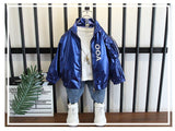 Boy's Jacket Spring Autumn 2023 Boy Cardigan Rainproof Coat Children's Korean Windbreaker Baby Shiny Pu Shirt Outfit