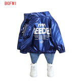 Boy's Jacket Spring Autumn 2023 Boy Cardigan Rainproof Coat Children's Korean Windbreaker Baby Shiny Pu Shirt Outfit