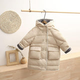Boys Girls Winter Coats Hooded Children Winter Jackets Thick Long Coat for Kids Warm Outerwear Baby Snowsuit Overcoat Clothes