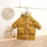 Boys Girls Winter Coats Hooded Children Winter Jackets Thick Long Coat for Kids Warm Outerwear Baby Snowsuit Overcoat Clothes