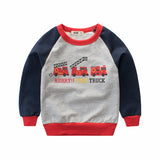Boys Long Sleeve Sweatshirt Spring Kids Cartoon C truck printing T Shirt Cotton patchwork Tops toddler Children Clothing