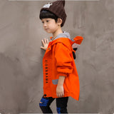 Boys Spring Jacket Children's Clothes Outerwe Co Cartoon Hooded Kids Tops 100-140 Orange Yellow Light Green