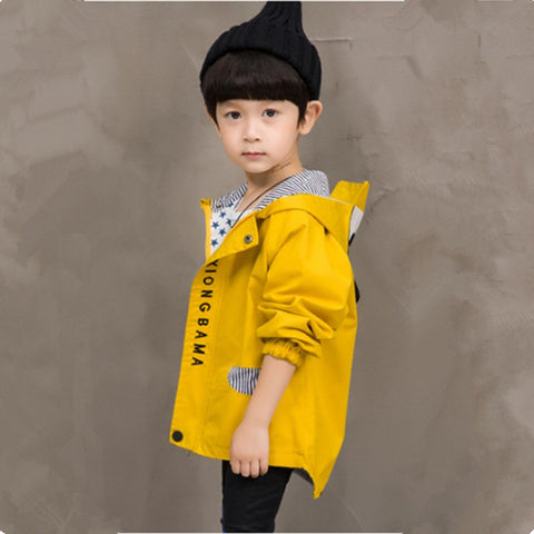 Boys Spring Jacket Children's Clothes Outerwe Co Cartoon Hooded Kids Tops 100-140 Orange Yellow Light Green