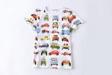 Boys T-shirt Cars Printed 2017 Summer Short Sleeve Tees Children Clothing Bottoming Kids Shirt For Age 2-10, Grey/Yellow/White