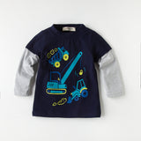 Boys T-shirt Kids Tops Tees Baby Boy Cartoon Shirt Spring Children Clothes Long Sleeve Cotton Cars Striped Autumn T-shirts