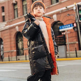 Boys Winter Trend Long Down Cotton Jacket Children Thick Warm Clothing Kids Hooded Puffer Coat Teens Outerwear 5-16y