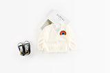 Boys girls autumn sweaters kids rainbow embroidery cardigan baby white black yellow green pink red clothes children 1-6 years