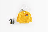Boys girls autumn sweaters kids rainbow embroidery cardigan baby white black yellow green pink red clothes children 1-6 years