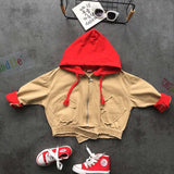 Boys girls spring autumn jackets kids hooded fahion pocket co baby long sleeve khaki green all match casual clothes 2-6 years