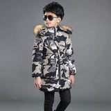 Camouflage 2017 Children&#39;s Down Jacket Long Thick Boy Winter Co Duck Down Kids Winter Jackets for Boy Outerwe Fur Collar
