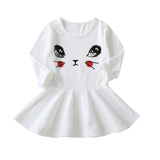 Cartoon C Face Girl Dress Cute Casual Princess Dress Long Sleeve Toddler Girl Party Dresses Baby Girl Clothes 1 2 3 4 5 Years