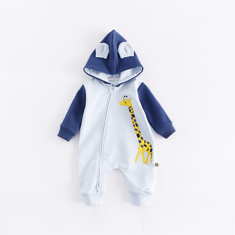 Cartoon Giraffe Design Hooded Baby Rompers Newborn Clothing Cotton Long Sleeve Jumpsuits Boys Girls Outerwear Costume Baby Gift