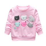 Cartoon Print Girls Sweatshirts Spring Casual Kids Clothes Long Sleeve Baby Girl Pullover Girls Clothing Hot Selling