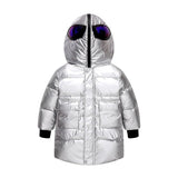 Chaqueta de invierno con plumón de pato blanco de cristal para niños, Abrigo con capucha para chicos, chaqueta de nieve con cremallera, disfraz de Cosplay TZ668