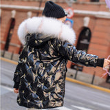 Chaqueta de plumón para niños, Abrigo acolchado largo para niñas, traje de nieve de 30 grados, ropa fría, Parka, TZ893