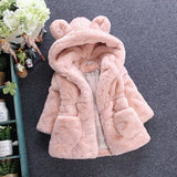 Cheap Price Autumn Winter Waistco Children's Rabbit ears Fur Girls Artificial fur Co Kids Faux Fur Fabric Clothes Fur coat