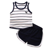 Cherry Pills #3004 2018 Summer Baby clothes for Girls Boys Striped Dog Vest Tops Shorts fashion sports suit childrens set