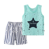 Cherry Pills #3006 2018 summer beach children's clothing Boys Girls Cartoon Star sleeveless Tops Shirt+Pants childrens set