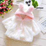 Child's Baby Autumn Winter warm tops soft Plush rabbit-ears hoodies  born cute cosplay Christmas clothing 3M-24M Free shipping