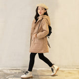Children 2023 Autumn and Winter Thicken Jacket Girls Clothes Kids Hooded Mid-Length Coat Fashion, #6653