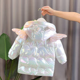 Children&#39;s Cotton Jacket Down Coat Cute Colorful Unicorn Hat Light Jacket Girl Outdoor Warm Clothes Baby Winter Jacket