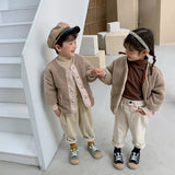 Children&#39;s Foreign Style Cotton-padded Clothes Baby Girls Boys Down Double-sided Wear Plus Velvet Jackets Korean Autumn Winter