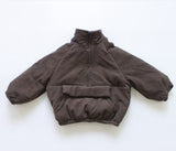 Children&#39;s winter cotton clothing Korean   pocket velvet head plus cotton jacket semi-open zipper head cotton clothing