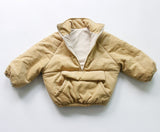 Children&#39;s winter cotton clothing Korean   pocket velvet head plus cotton jacket semi-open zipper head cotton clothing