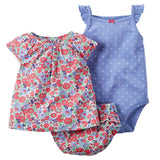 Children Baby girl clothes Summer casual short-sleeved cotton T-shirt+shorts +bodysuit 3pcs set infant toddle girls clothing
