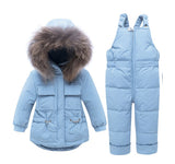 Children Clothing Set   Baby Winter Down Jacket for Girl Clothes Coat Pants Suit Boy Parka Jumpsuit Real Fur Kids Outfit