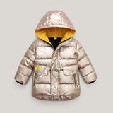 Children Coat  Winter Jacket For Boys Hooded Waterproof Plus Velvet Warm Girls Parka 2-9 Years Kids Baby Outerwear